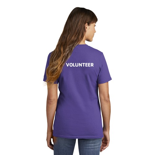 Ladies 100% Cotton Tee (Purple) - Vertical YMCA Volunteer Logo w/ Volunteer Back