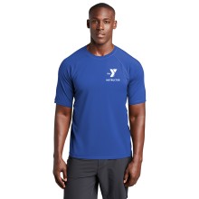 Mens Short Sleeve YMCA Royal Rashguard - Left Chest Y Logo INSTRUCTOR w/ Optional Back Print