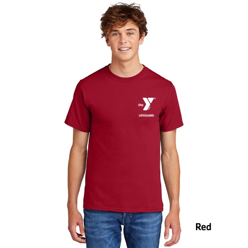 Adult GUARD 100% Cotton 5.4 oz Tee Shirt - - Left Chest Y Lifeguard w/ 4" Guard Design on Back