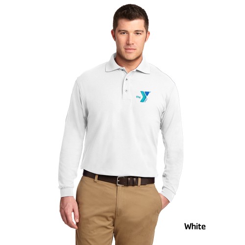 Mens Silk Touch™ Long Sleeve Polo - Screen Printed (Left Chest Y Logo w/ STAFF Back)