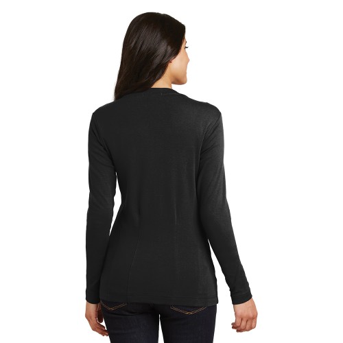 Ladies Modern Stretch Cotton Cardigan (Black) - Embroidered Left Chest Y Logo