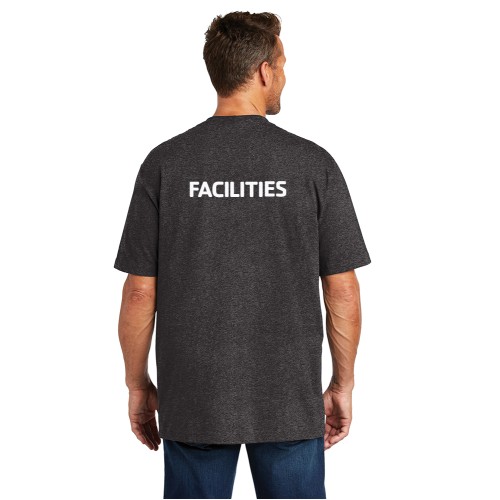 Adult Carhartt ® Workwear Pocket Short Sleeve T-Shirt (Carbon) - Screen Printed (Left Chest Y Logo w/ FACILITIES Back) 