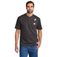 Adult Carhartt ® Short Sleeve Henley T-Shirt (Carbon) - Screen Printed (Left Chest Y Logo w/ FACILITIES Back) 