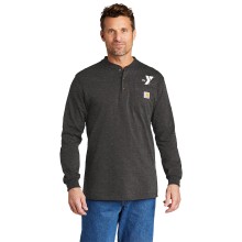 Adult Carhartt ® Long Sleeve Henley T-Shirt (Carbon) - Screen Printed (Left Chest Y Logo w/ FACILITIES Back) 