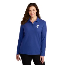 Ladies Silk Touch™ Long Sleeve Polo - Screen Printed (Left Chest Y Logo w/ STAFF Back)