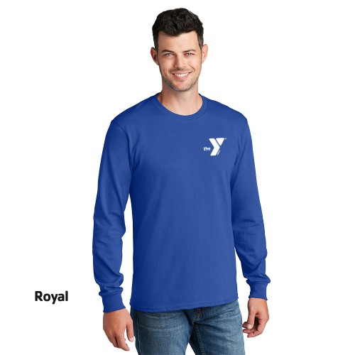 Adult 5.5oz Long Sleeve 100% Cotton Tee  - (Left Chest Y Logo w/ STAFF Back) 
