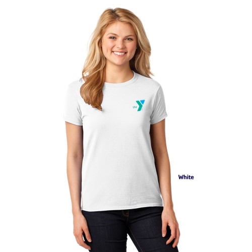 Ladies Heavy 100% Cotton™ T-Shirt - Screen Printed (Left Chest Y Logo w/ STAFF Back)