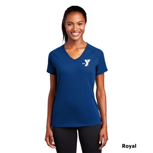  Ladies Ultimate (Feels Like Cotton) Performance V-Neck - Screen Printed (Left Chest Y Logo w/ STAFF Back)