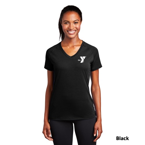  Ladies Ultimate (Feels Like Cotton) Performance V-Neck - Screen Printed (Left Chest Y Logo w/ STAFF Back)