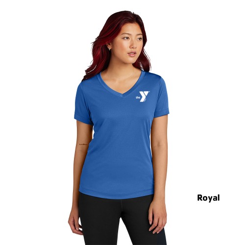 Ladies V-Neck Competitor™ Tee - Screen Printed (Left Chest Y Logo w/ Personal Trainer Back)