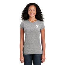 Ladies 100% Cotton™ Soft Ring Spun T-Shirt - Screen Printed (Left Chest Y Logo w/ STAFF Back)