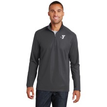 Mens Pinpoint Mesh 1/2-Zip - Embroidered Left Chest Y Logo