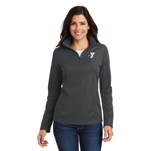 Ladies Pinpoint Mesh 1/2-Zip - Embroidered Left Chest Y Logo