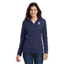 Ladies Pinpoint Mesh 1/2-Zip - Embroidered Left Chest Y Logo