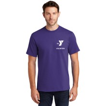 Adult 5.4oz 100% Cotton Tee (Purple) - YMCA Volunteer Logo w/ Volunteer Back