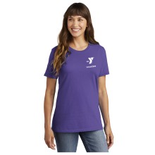 Ladies 100% Cotton Tee (Purple) - LC YMCA Volunteer Logo w/ Volunteer Back