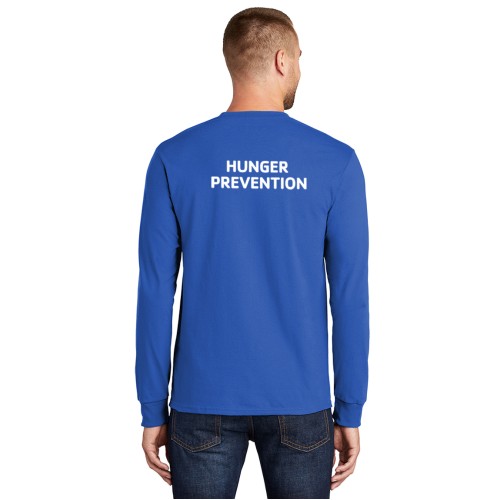 Adult 6.1oz Long Sleeve 100% Cotton Tee (Front/Back) - Screen Printed (Left Chest Y HUNGER PREVENTION w/ HUNGER PREVENTION Back)