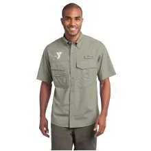 Mens Eddie Bauer® - Short Sleeve Fishing Shirt- Embroidered Y Logo