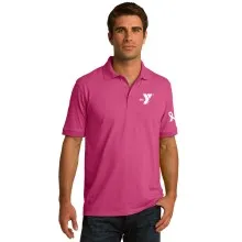 Adult 5.5-Ounce Jersey Knit Polo - Sleeve Ribbon Print w/ Y Logo Selection