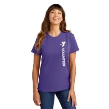 Ladies 100% Cotton Tee (Purple) - Vertical YMCA Volunteer Logo w/ Volunteer Back