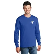 Adult 5.5oz Long Sleeve 100% Cotton Tee  - (Left Chest Y Logo w/ STAFF Back) 