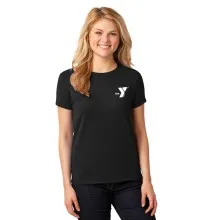 Ladies Mid-Weight 100% Cotton™ T-Shirt - Screen Print 100% Cotton™ T-Shirt - Screen Printed (Left Chest Y Logo w/ STAFF Back)