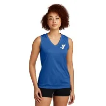 Ladies Sleeveless Competitor™ V-Neck Tee - Screen Print (Left Chest Y Logo w/ STAFF Back)