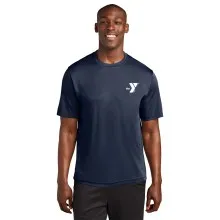 Mens Polyester Performance Tee (NAVY)  -Out of Water" Swim Instructor Performance Tee - YMCA Logo - Swim Instructor Back